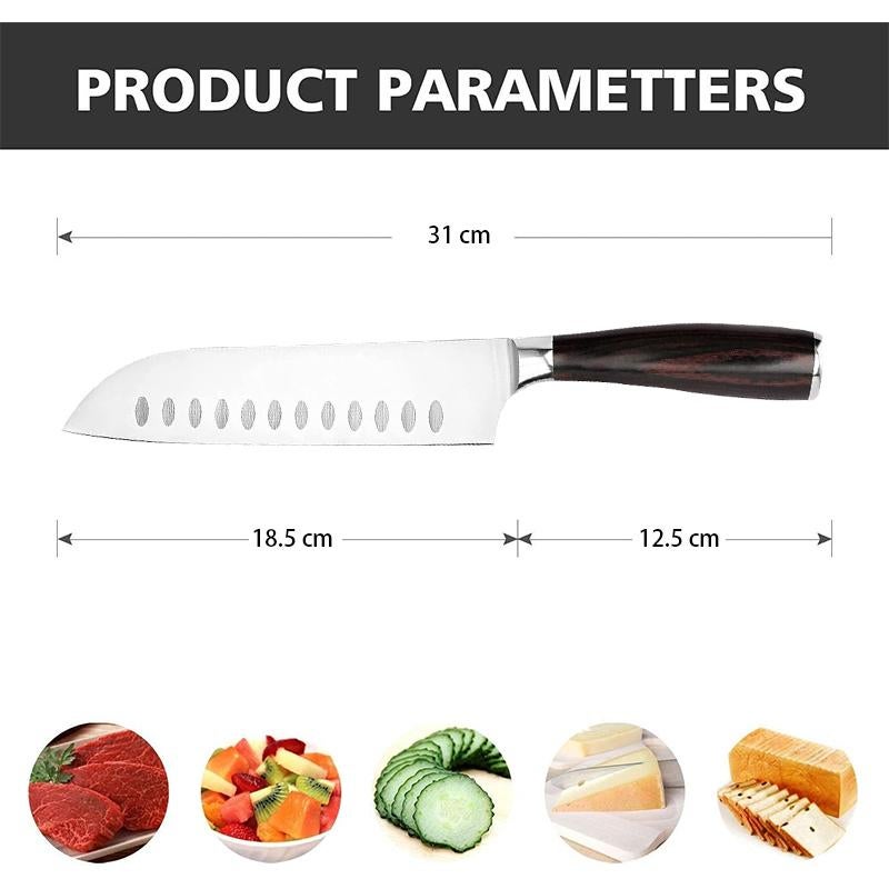 OZZYCOOK 7 Inch Kitchen Knife Ultra Sharp Santoku Knife (2 Pack)