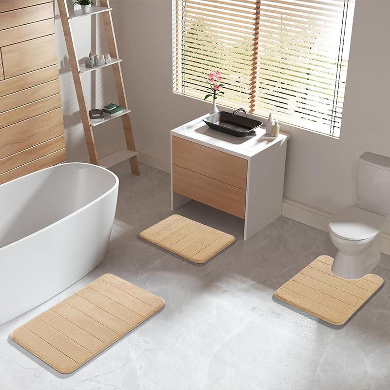 COMFEYA 2 Pack Bath Mat Set - Beige