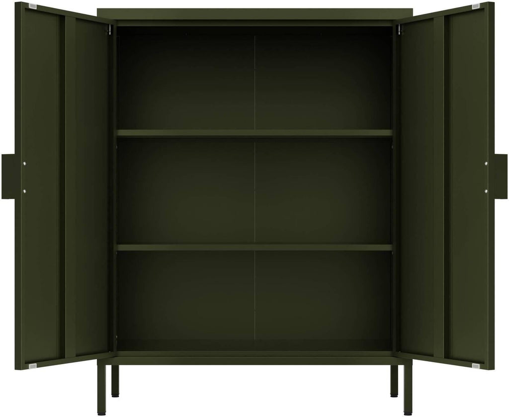 Fraser Country: Milan Metal Storage Cabinet 2 Swing Doors - Olive Green