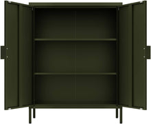 Load image into Gallery viewer, Fraser Country: Milan Metal Storage Cabinet 2 Swing Doors - Olive Green