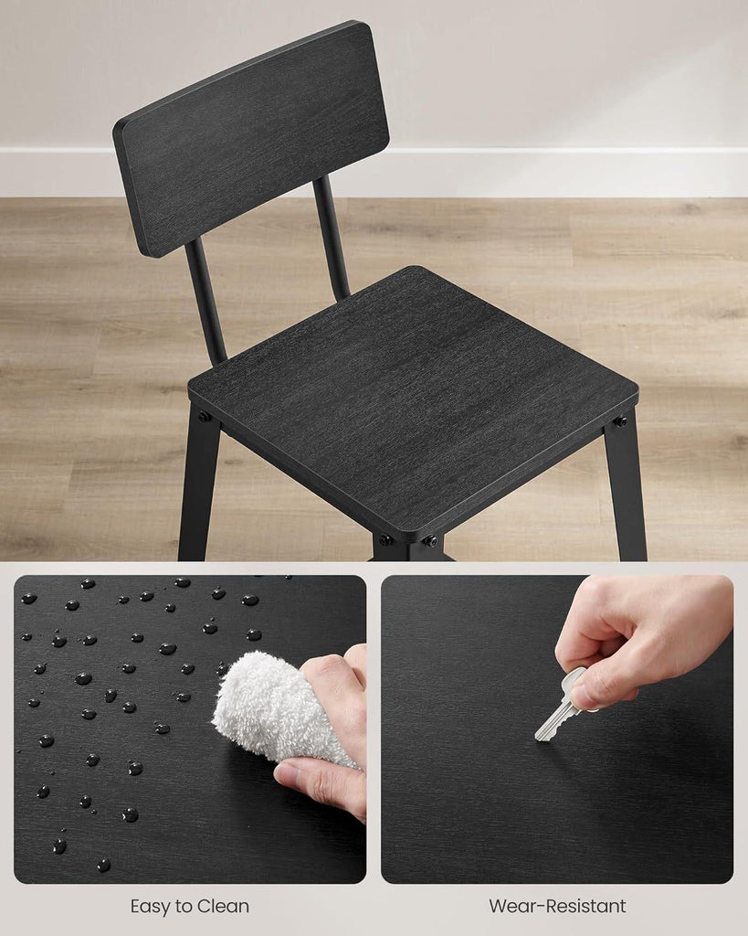 VASAGLE Bar Chairs with Backrest Set of 2 - Black