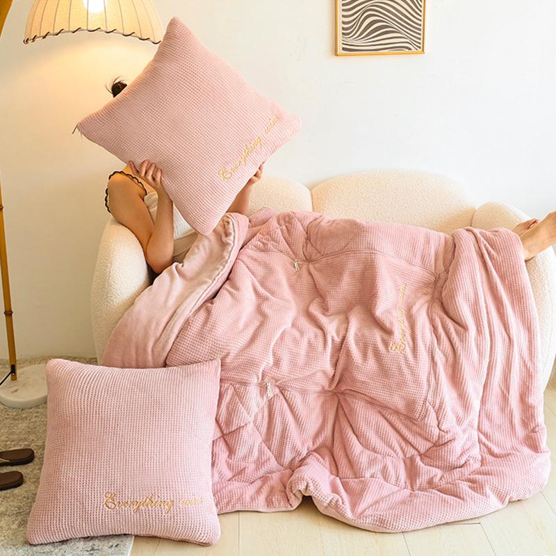 COMFEYA 2-in-1 Soft Plush Blanket Pillow - Pink