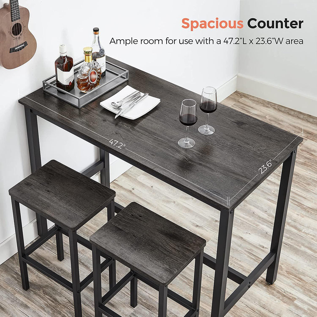Vasagle Dining Bar Table Set - Dark Grey