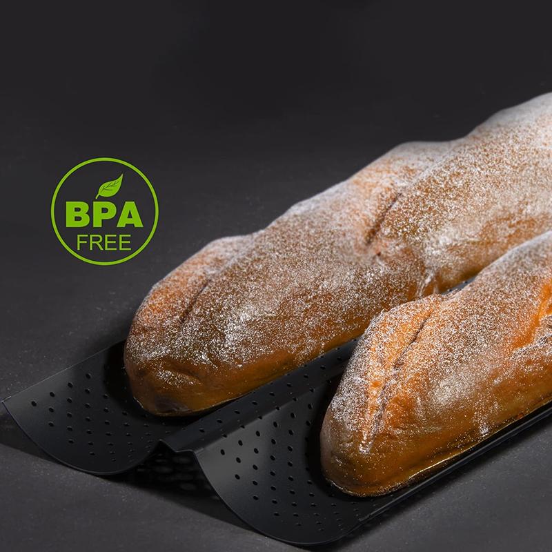 OZZYCOOK Non-stick Baguette Pans for Baking - Black