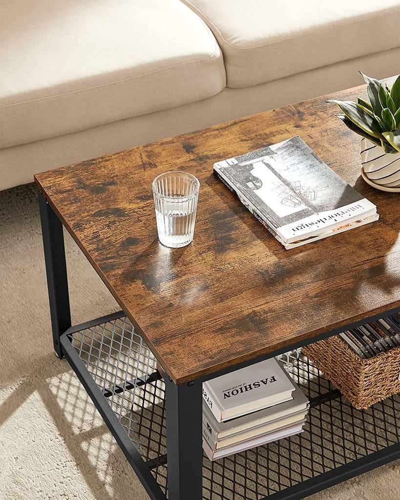 Vasagle Industrial Coffee Table - Rustic Brown