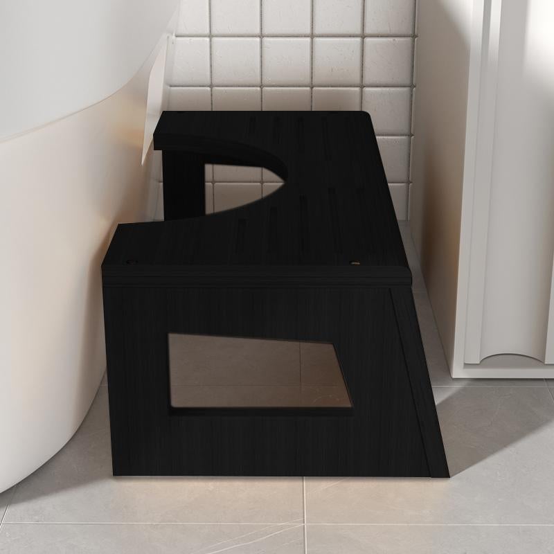 Non-Slip Bamboo Toilet Squat Stool - Black