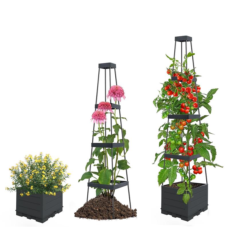 GREENYHAVEN Raised Garden Bed Planter Box with Trellis (2 Pack)