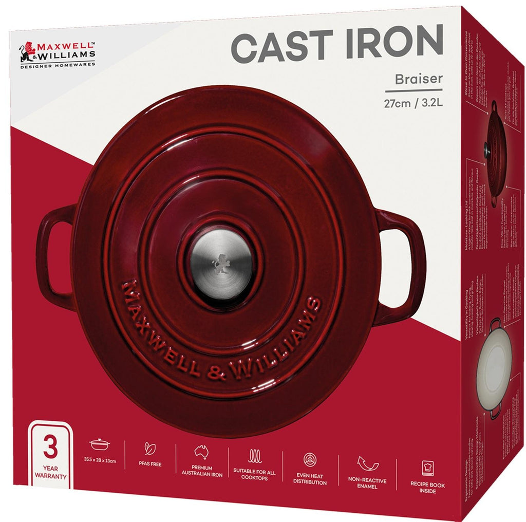 Maxwell & Williams: Cast Iron Braiser - Merlot (27cm/3.3L)