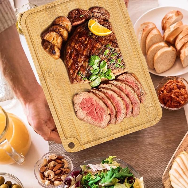 OZZYCOOK 4-Piece Oversized Bamboo Cutting Board Set