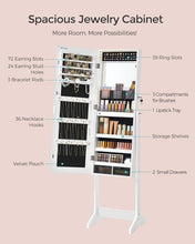 Load image into Gallery viewer, SONGMICS Standing Mirror Jewellery Cabinet - White