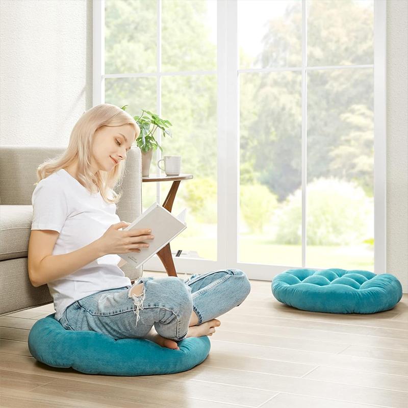 COMFEYA Meditation Floor Pillows Set of 2 - Blue