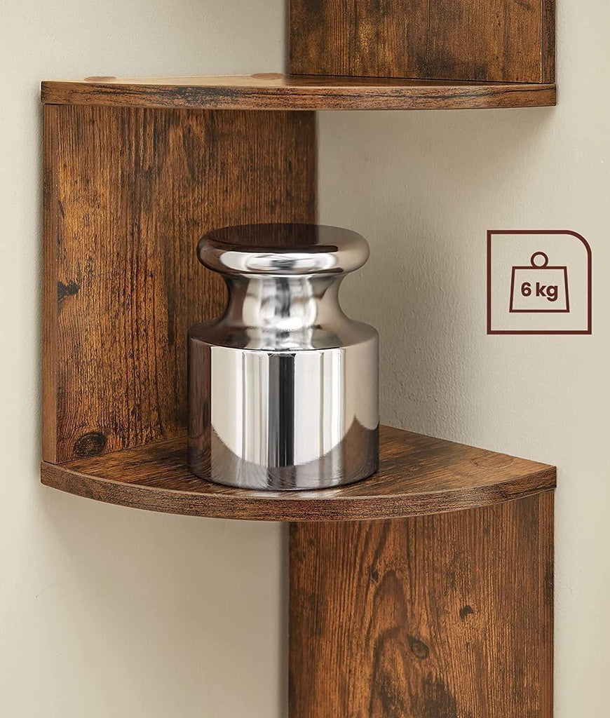 Vasagle Floating Corner Shelf - 5-Tier (Rustic Brown)