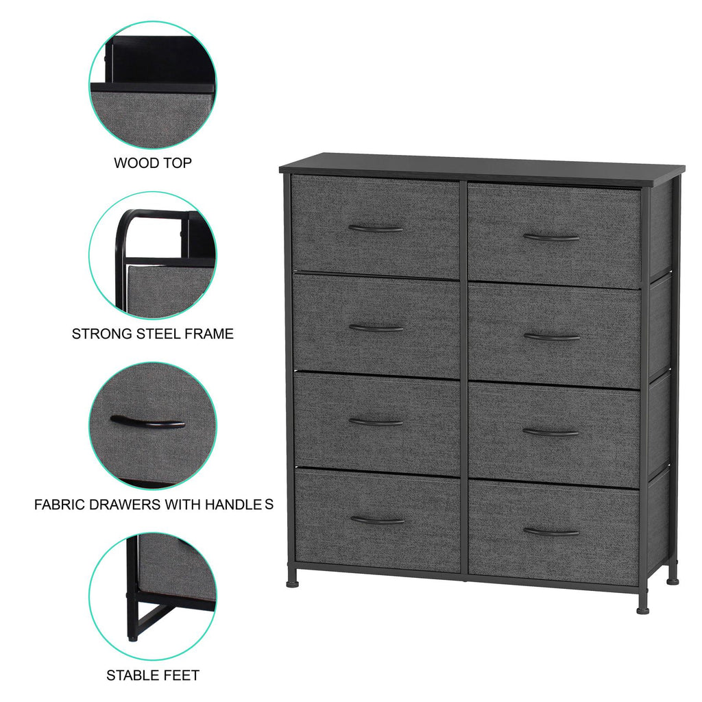Ovela: 8 Drawer Storage Chest - Dark Grey