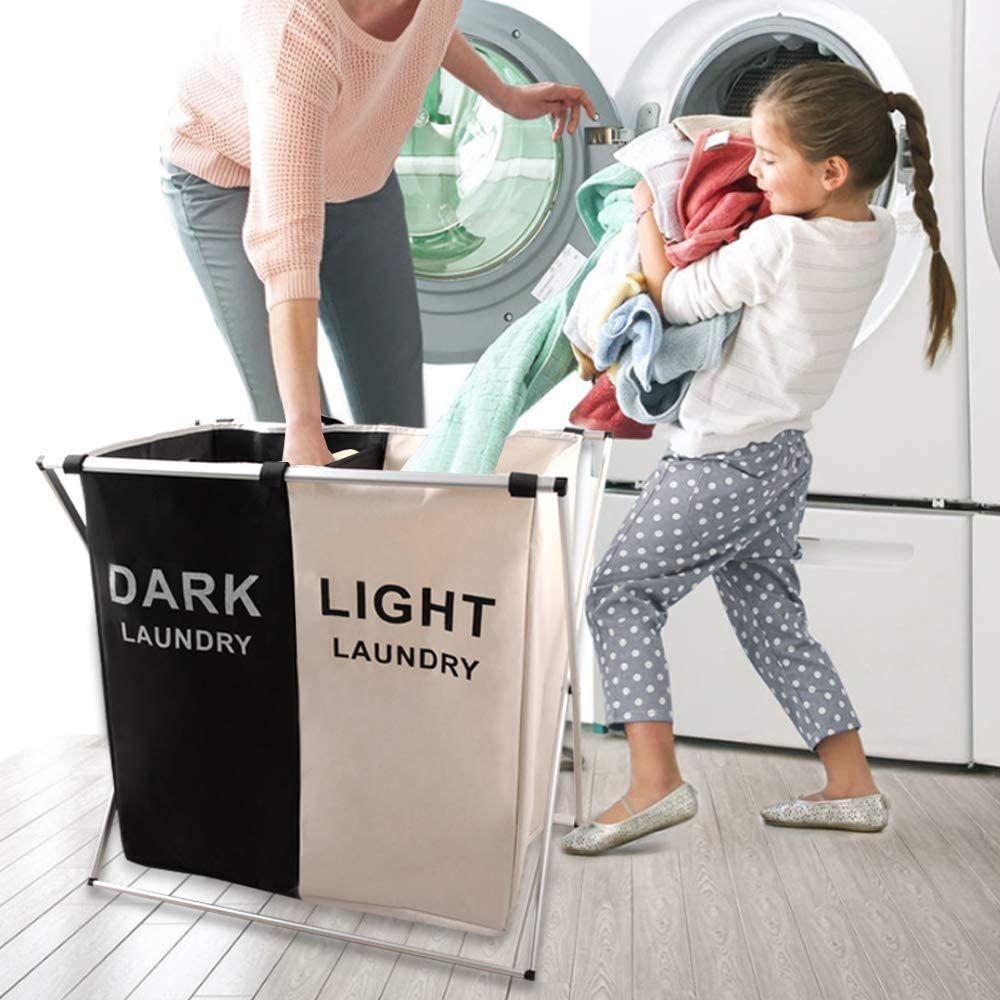 Double Folding Fabric Laundry Basket