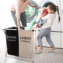 Load image into Gallery viewer, Double Folding Fabric Laundry Basket