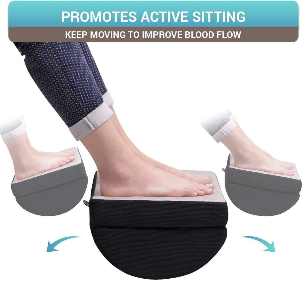 High Density Foam Footrest with Adjustable Height - Black