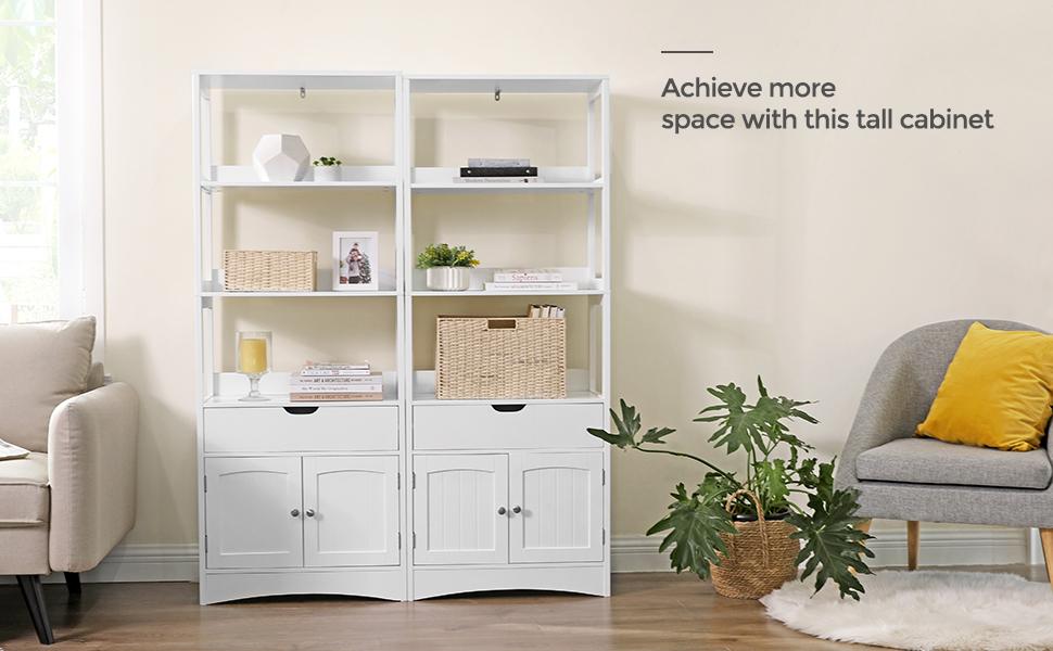 Vasagle Soglio Free Standing Storage Cabinet With 3 Open Shelves