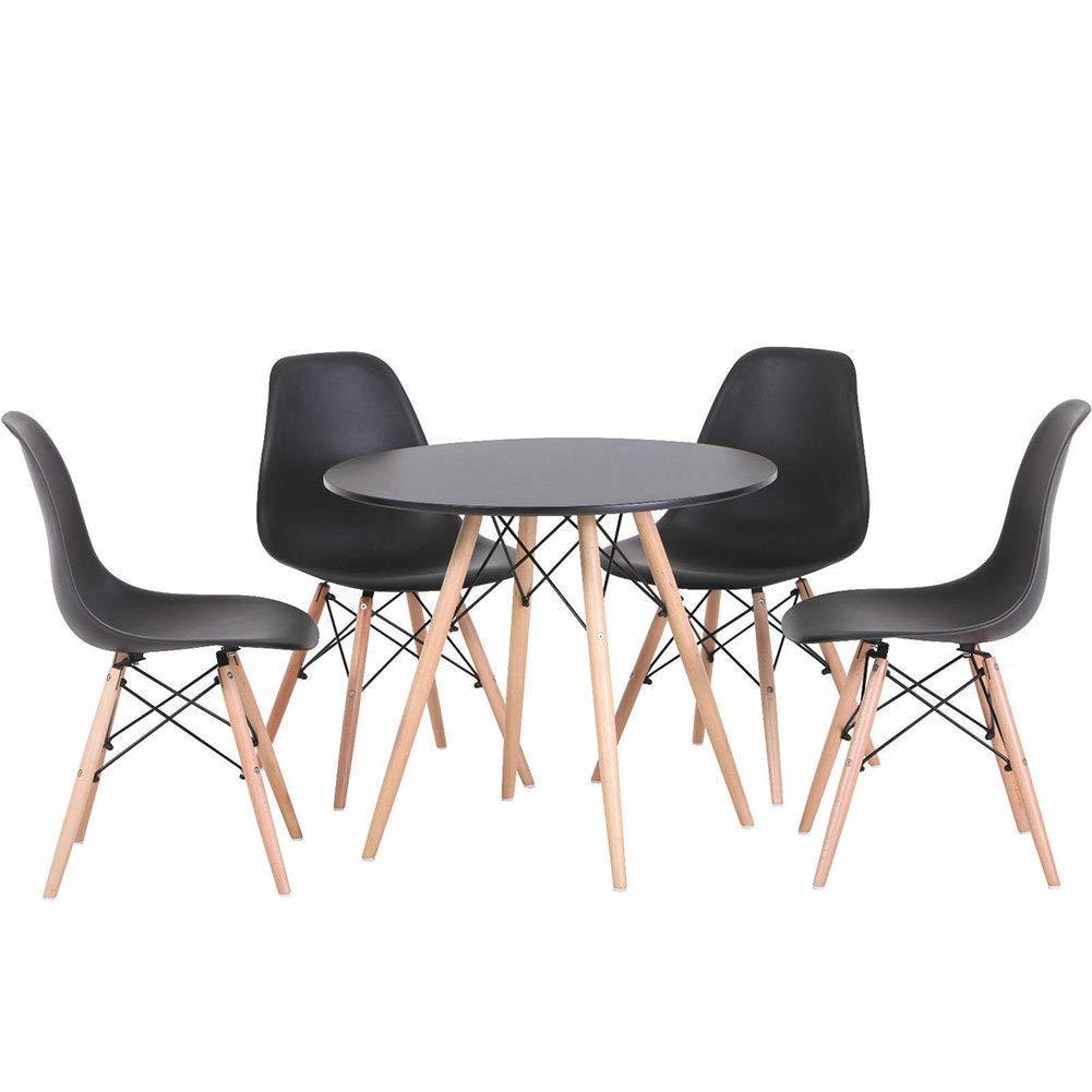 Fraser Country: Elegant Round Dining Table with Beech Wooden Legs - Black