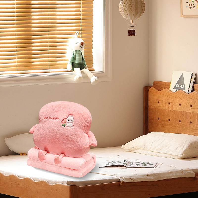 COMFEYA 2-in-1 Soft Plush Blanket Pillow - Pink