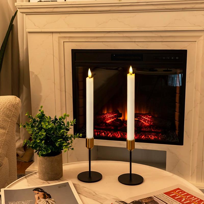 LUMIRO 6-Pack LED Flameless Ivory Taper Candles - White