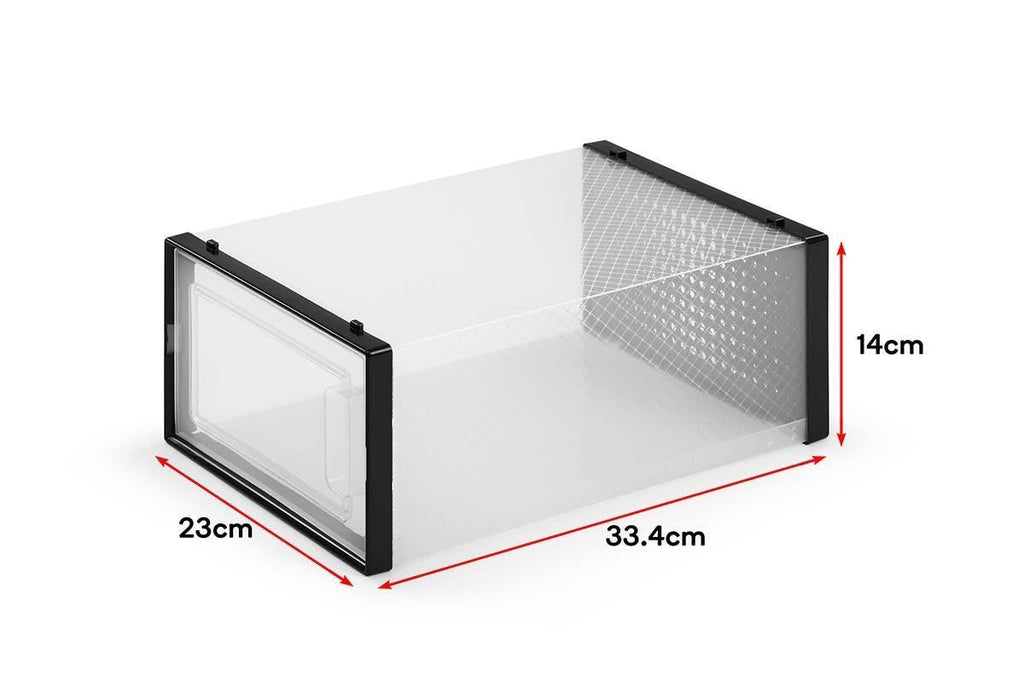 Ovela: Set of 12 Click Shoe Box (Small, Clear/Black)