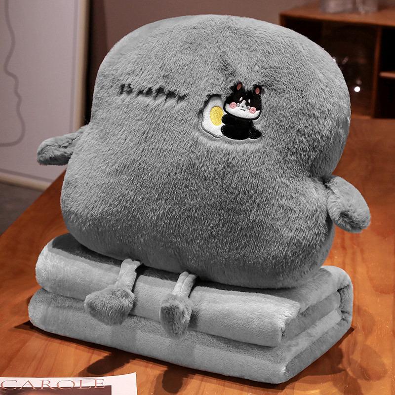 COMFEYA 2-in-1 Soft Plush Blanket Pillow - Grey