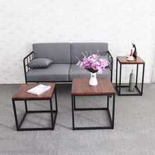 Load image into Gallery viewer, 3 Piece Square Nesting Coffee Tables Set - Walnut &amp; Black