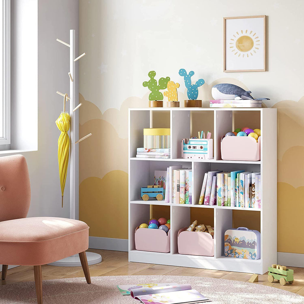 Vasagle Wooden Free Standing Bookcase with Open Cubes and Shelves - White