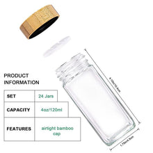 Load image into Gallery viewer, Glass &amp; Bamboo Spice Jars 120ml - 24 Piece Set