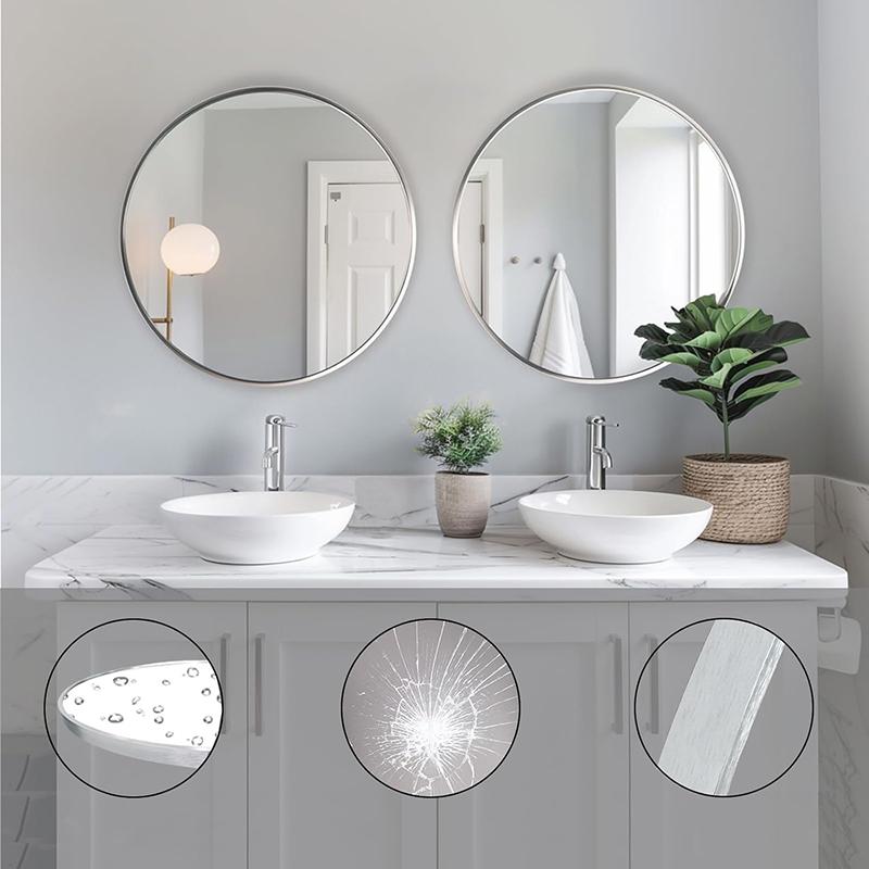 COMFEYA 60cm Silver Round Mirror