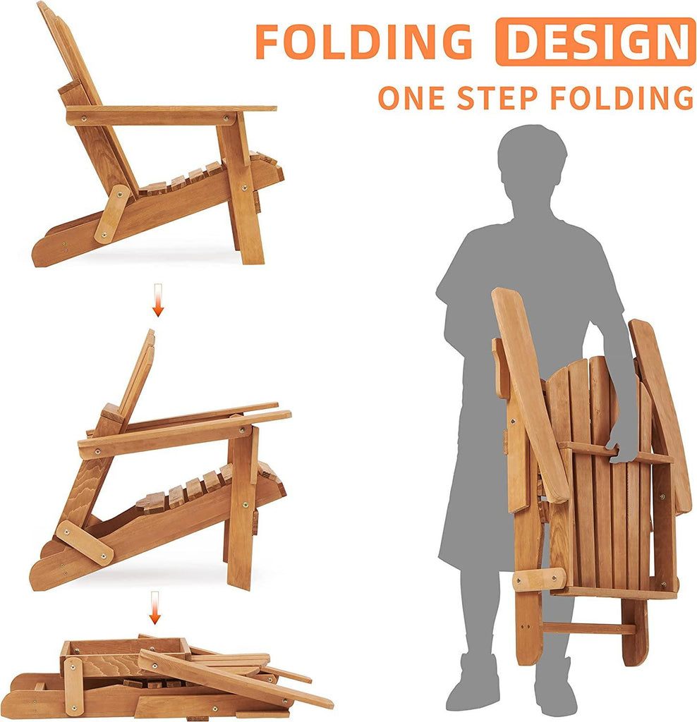Solid Wood Folding Adirondack Chair