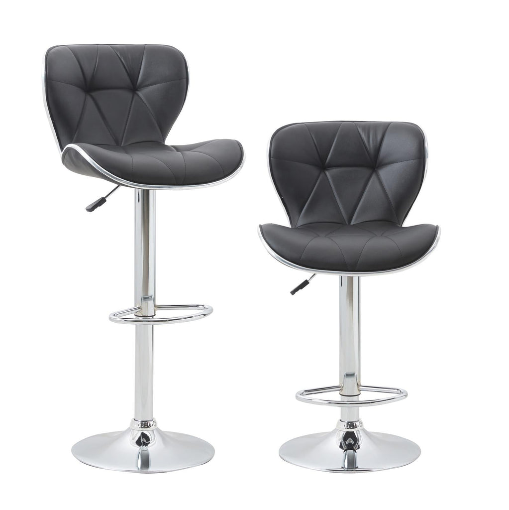 Fraser Country Adjustable Swivel High Back PU Leather Bar Stool (2/Pack) - Black