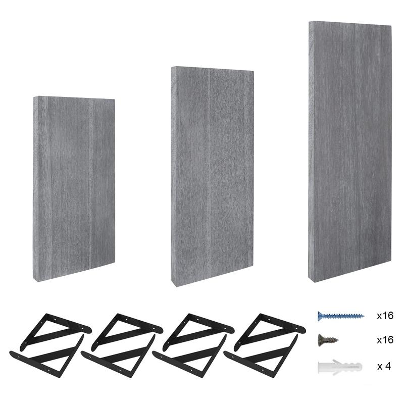 STORFEX Wooden Wall Mounted Floating Shelves - 4 Pack - Grey