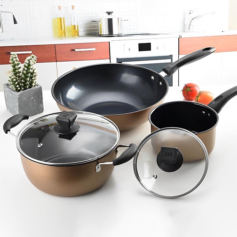 COOKOZZY 3 - Piece Nonstick Pots and Pans Set