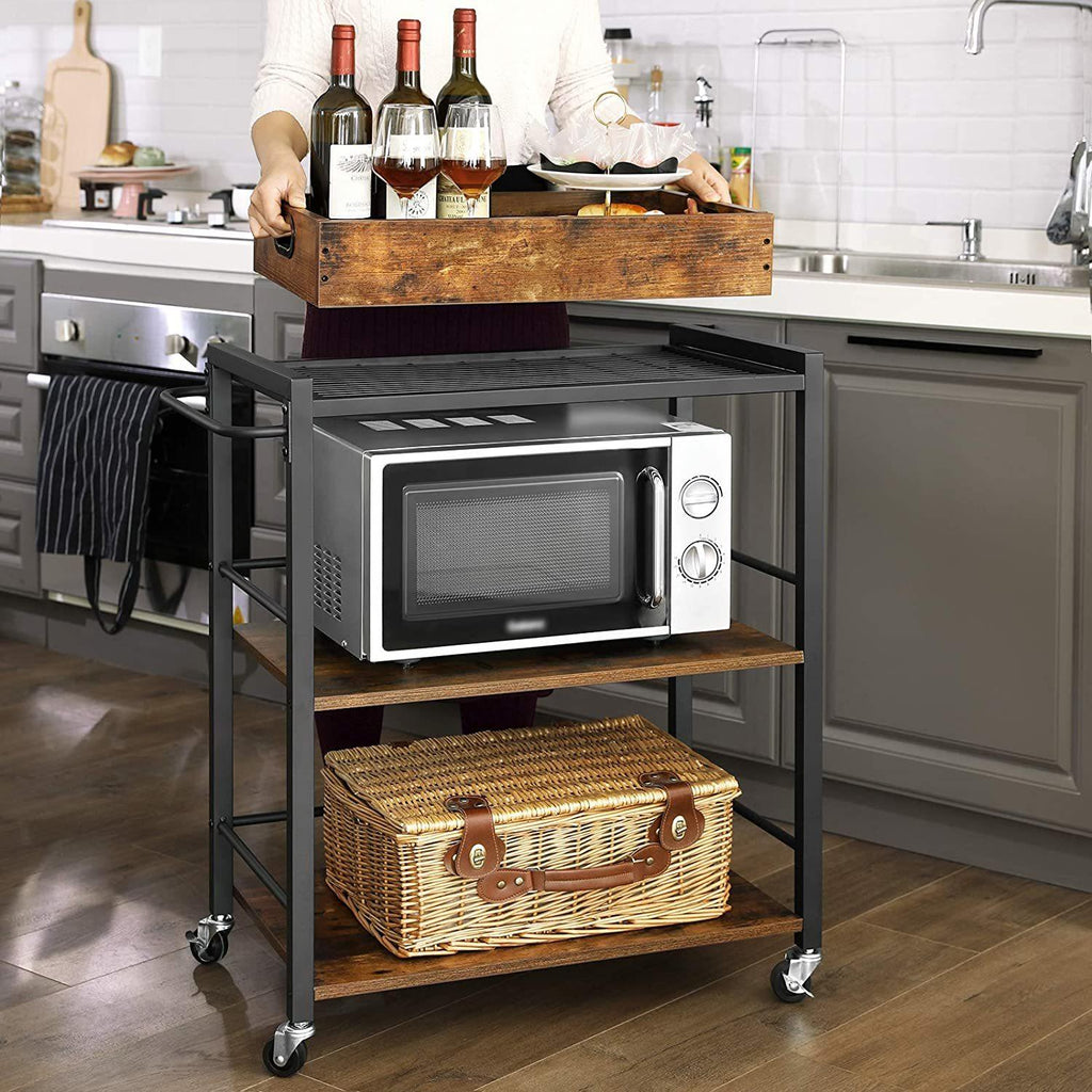 Vasagle Bar Trolley With Removable Tray - Rustic Brown
