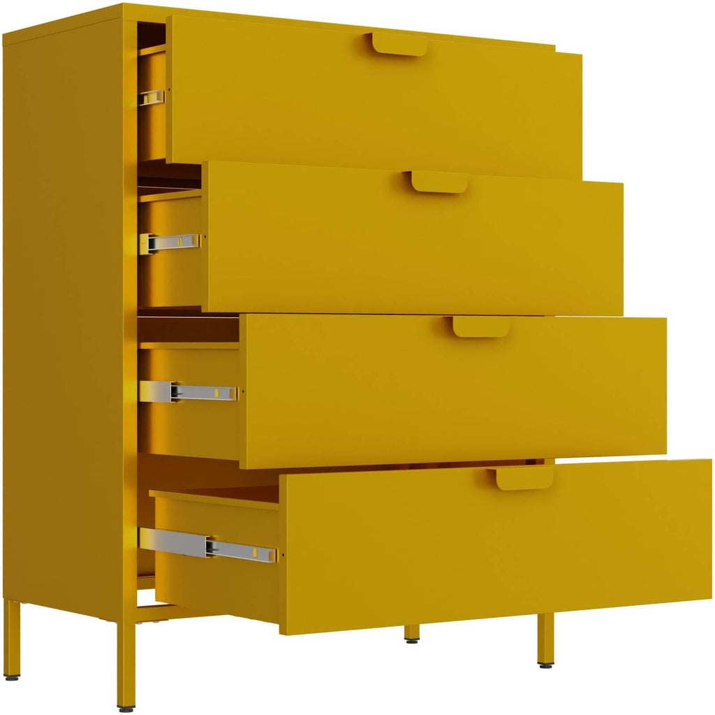 Fraser Country: Milan Metal Storage 4 Drawers - Yellow