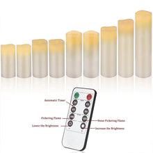 Load image into Gallery viewer, Flameless Remote Controlled Electronic Candle Set of 9 - Ivory