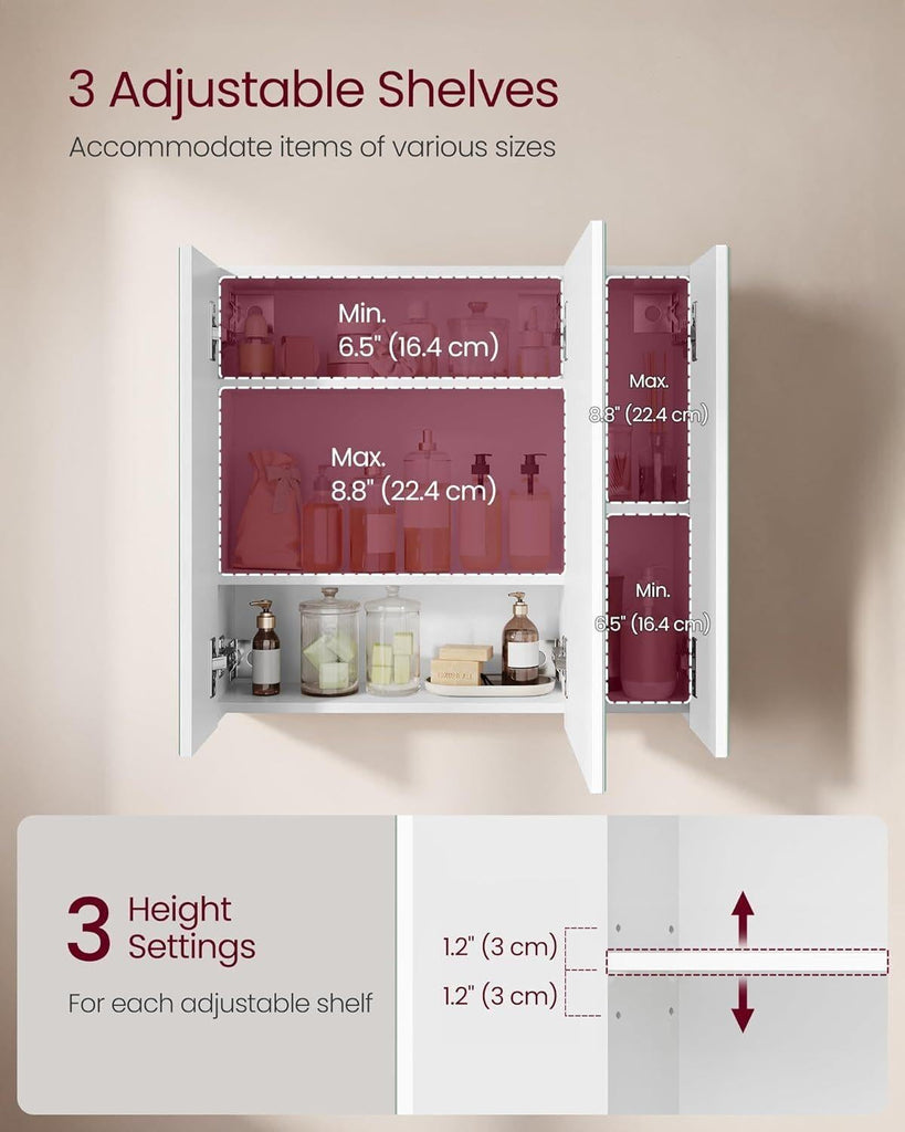 VASAGLE Bathroom Wall Cabinet with Mirror