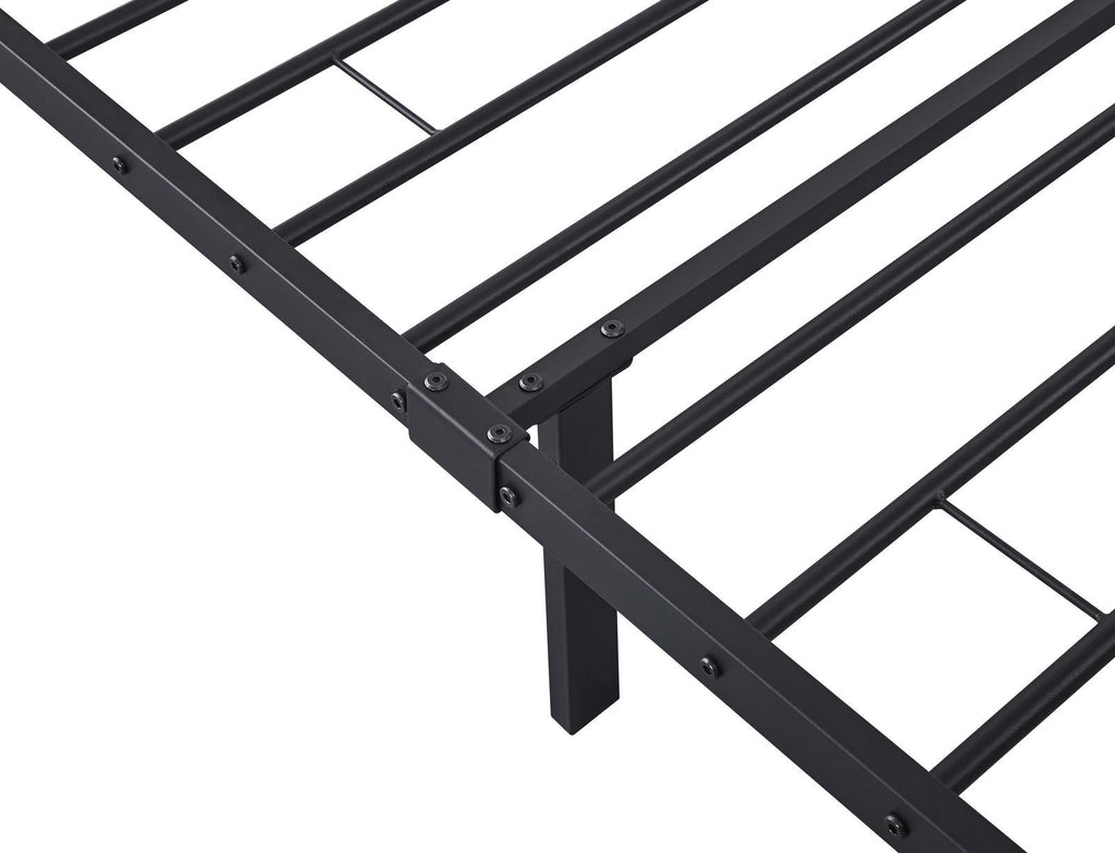 Fraser Country Single Metal Bed Frame with Wooden Rustic Brown Headboard & Footboard - Black