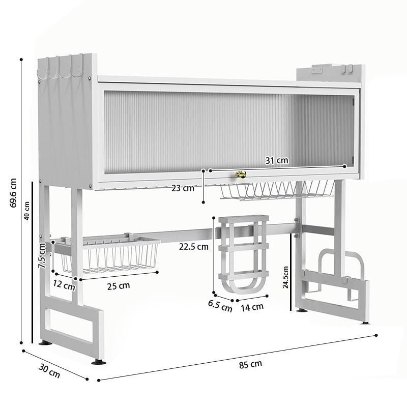STORFEX 2-Tier Over Sink Dish Drying Rack with Cover - White