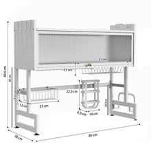 Load image into Gallery viewer, STORFEX 2-Tier Over Sink Dish Drying Rack with Cover - White