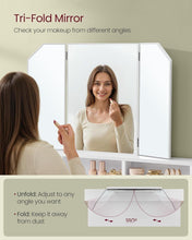Load image into Gallery viewer, VASAGLE Dressing Table with Tri-Fold Mirror - White