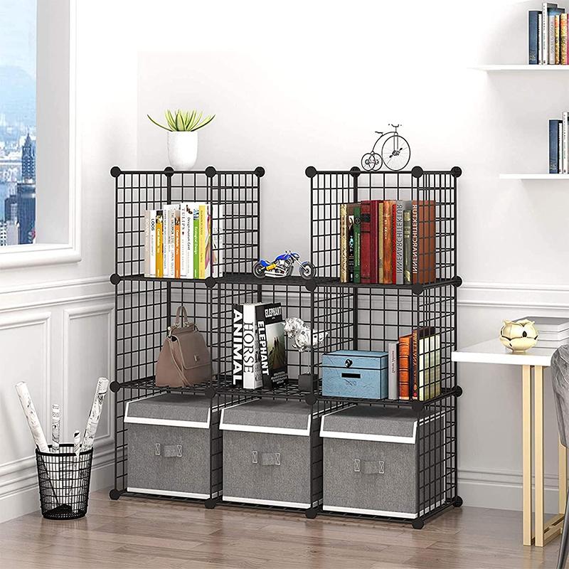 STORFEX 9-Cube DIY Metal Storage Shelf - Black