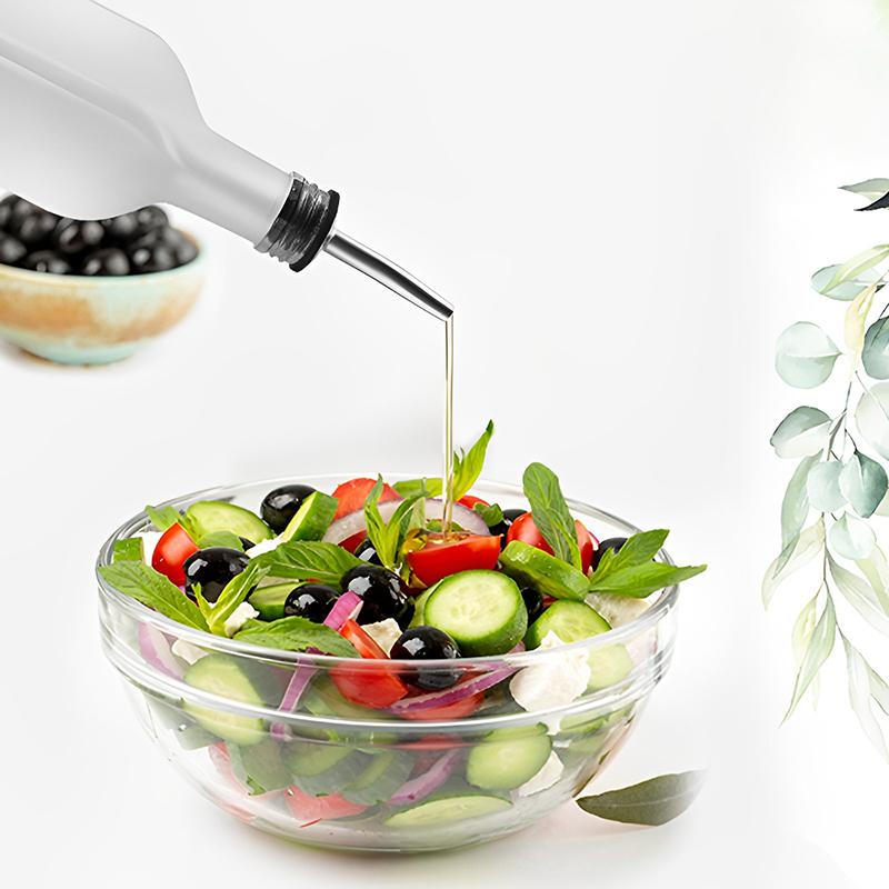 COOKOZZY Oil and Vinegar Glass Dispenser Bottles - White + Black