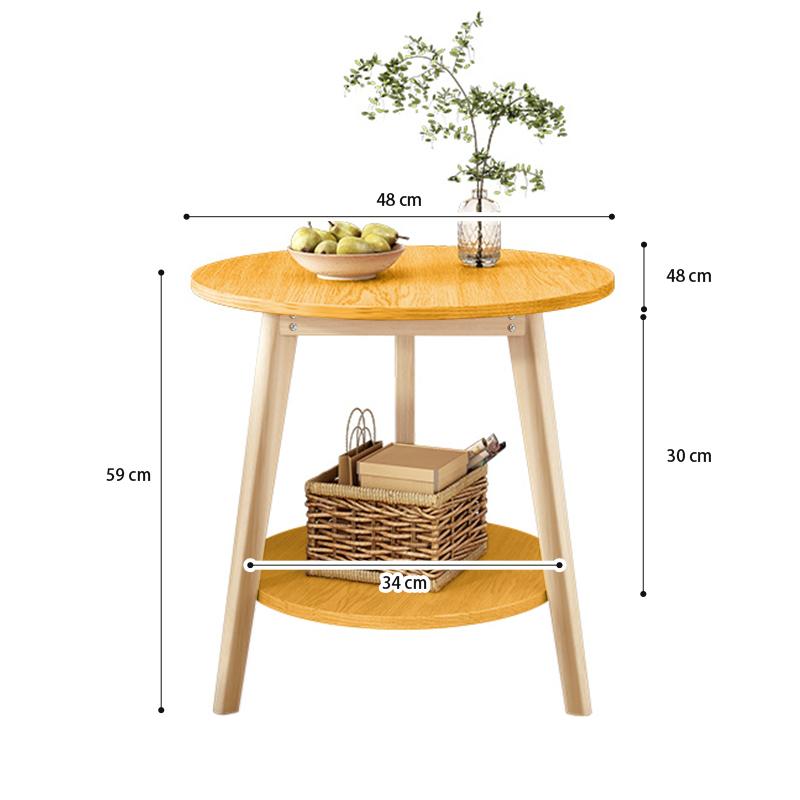 STORFEX Small Round End Table with Lower Shelf