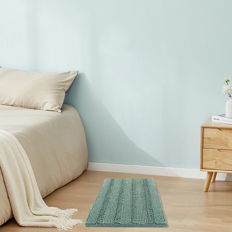 COMFEYA 2pcs Non Slip Shaggy Chenille Bathroom Mat Set - Green