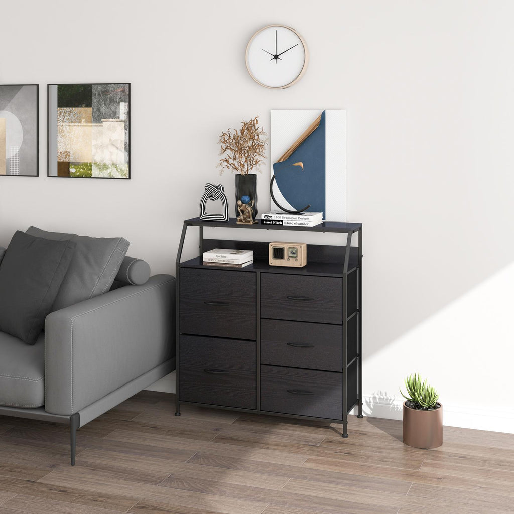 Ovela 5 Large Drawer Storage Chest - Nordic Black