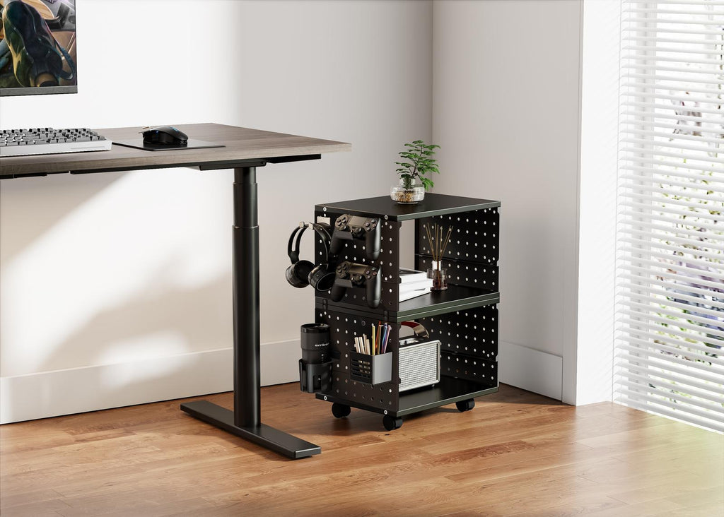 Gorilla Office - Storage Trolley With Pegboards & Accessories (Black )