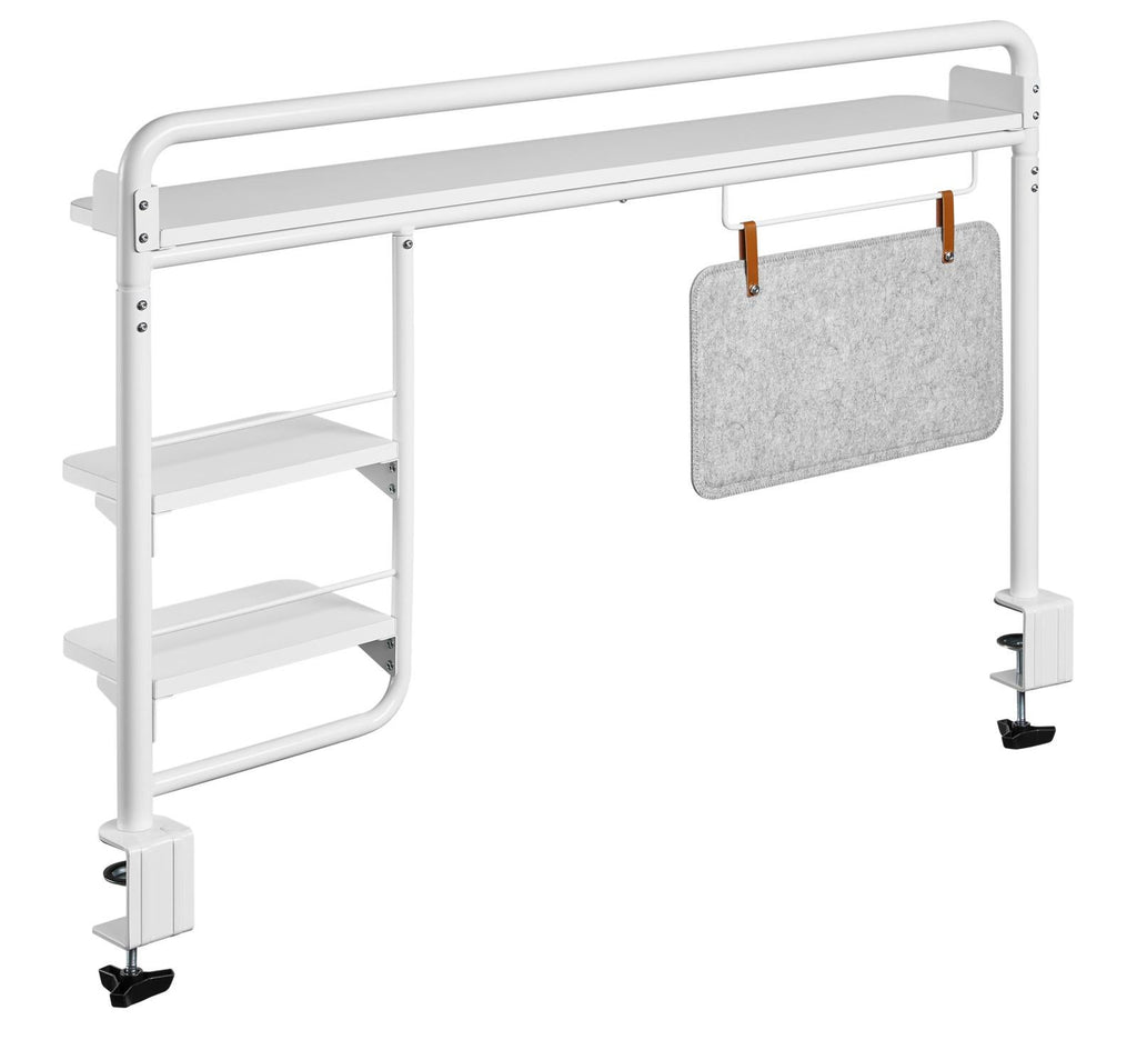 Gorilla Office Clamp On Shelf with Pegboard & Shelves -Matte White & White