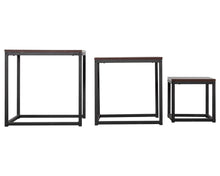 Load image into Gallery viewer, 3 Piece Square Nesting Coffee Tables Set - Walnut &amp; Black